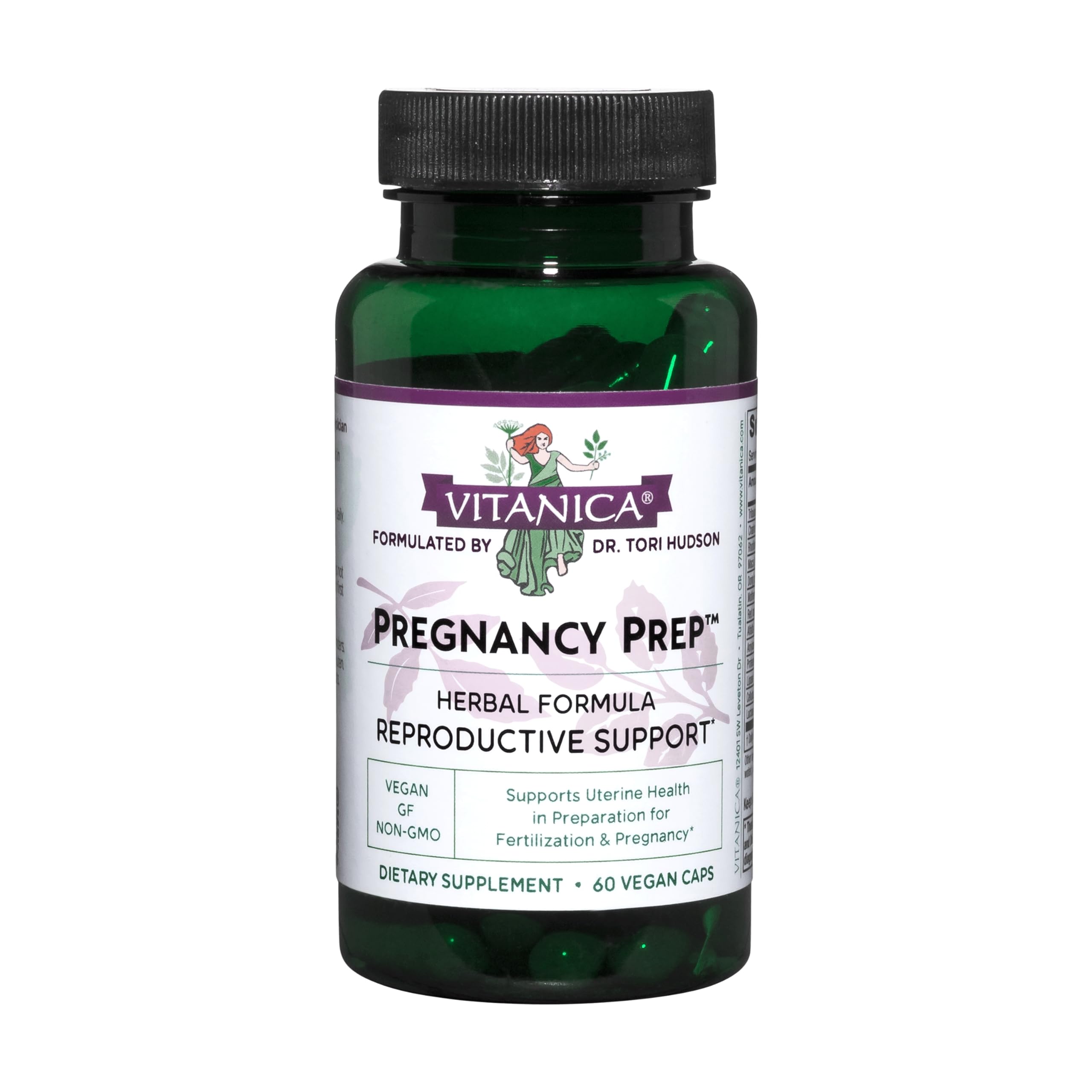 Vitanica Pregnancy Prep bottle and capsules on white background