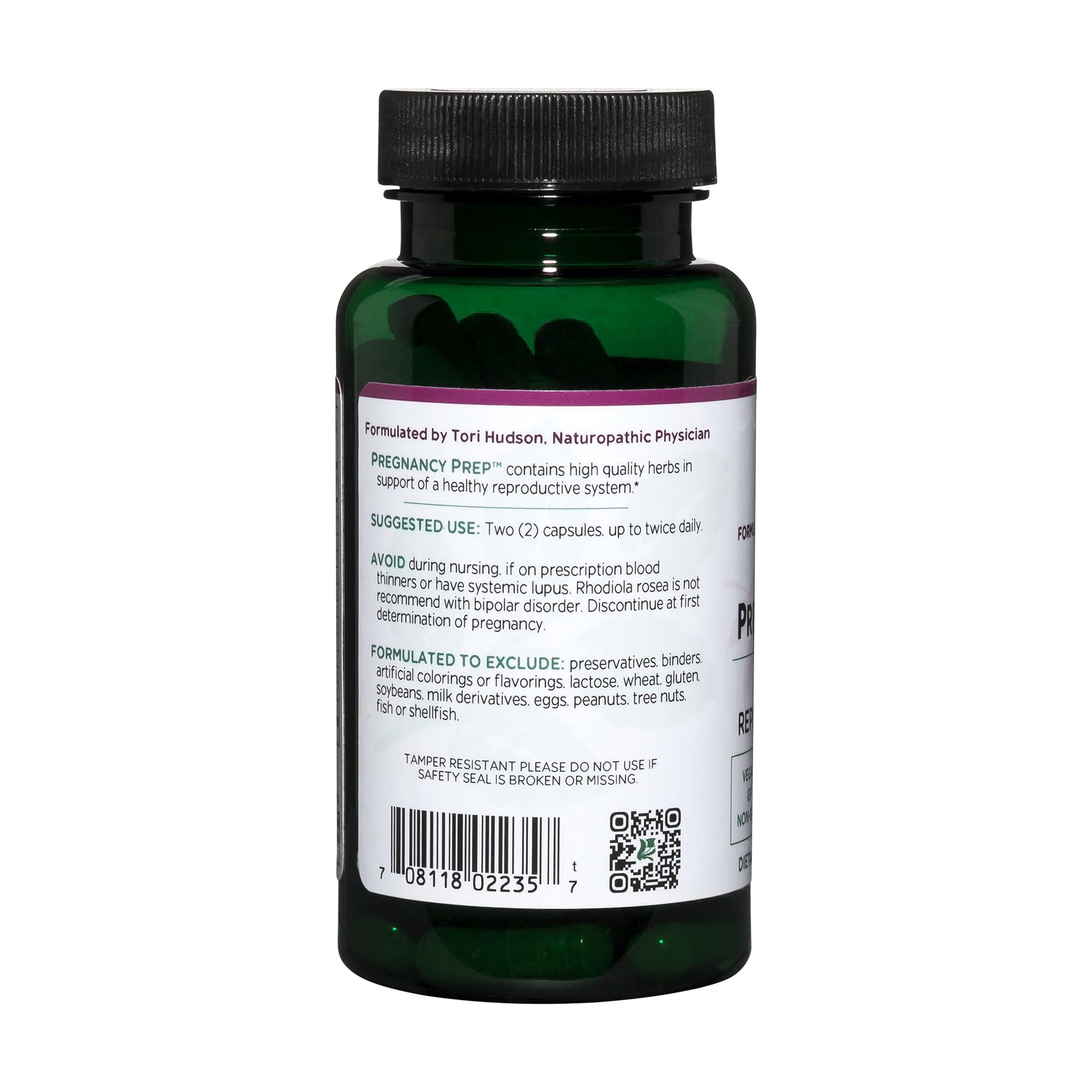 Vitanica Pregnancy Prep bottle with herbal imagery in background