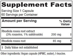 Label detail of Vitanica Rhodiola Rosea 200mg bottle