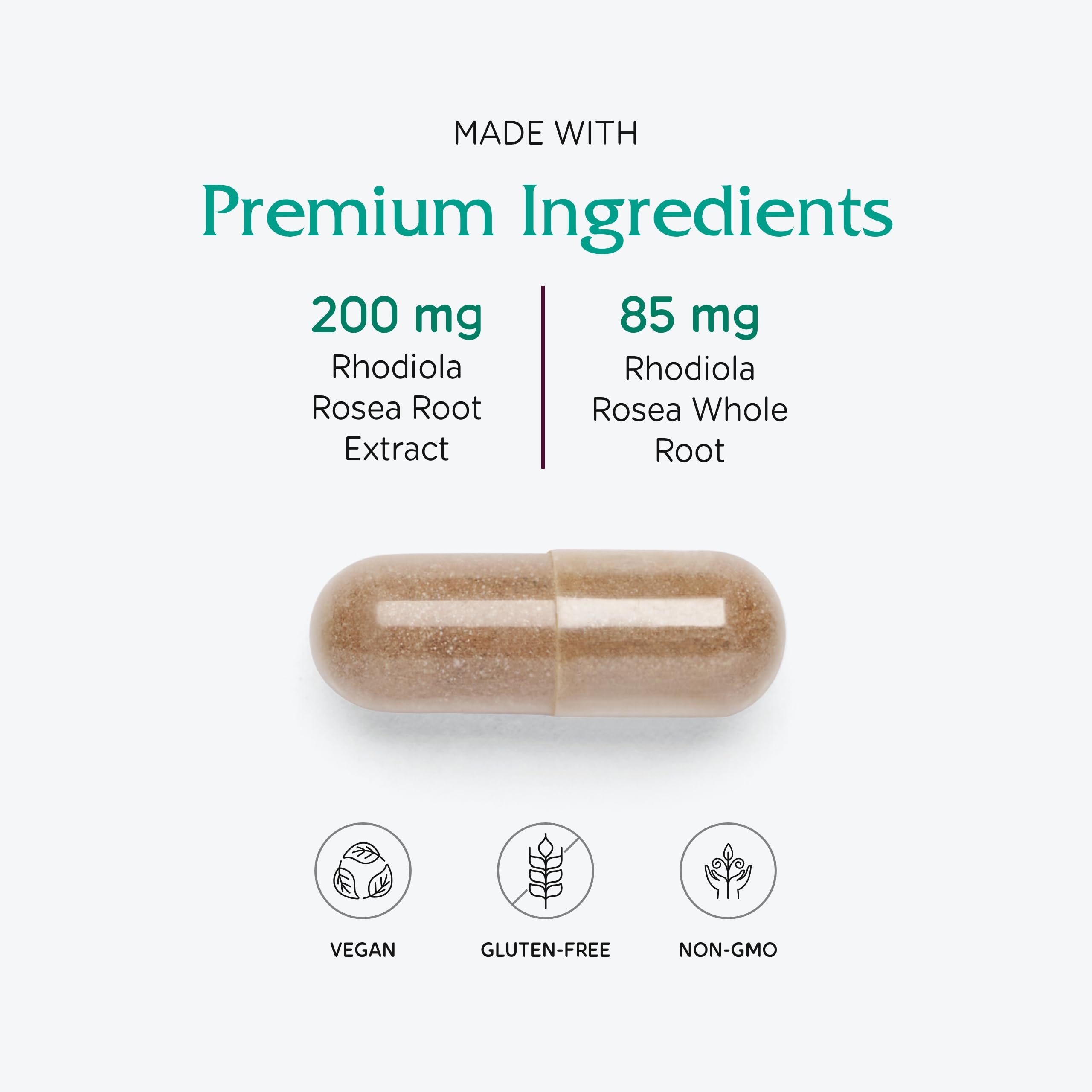 Vegan capsules from Vitanica Rhodiola Rosea supplement