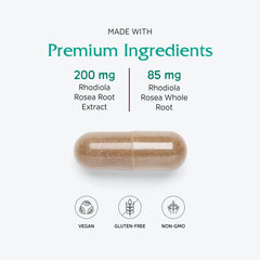 Vegan capsules from Vitanica Rhodiola Rosea supplement