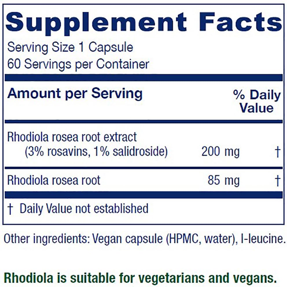 Vitanica Rhodiola Rosea root extract label close-up