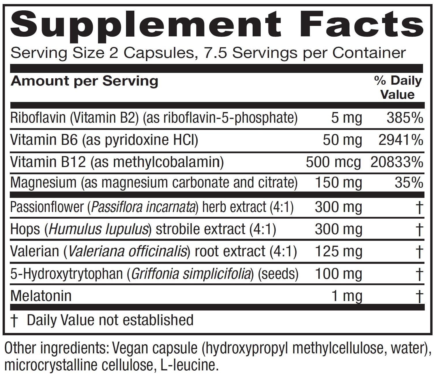 Close-up of SleepBlend ingredients including melatonin and valerian root
