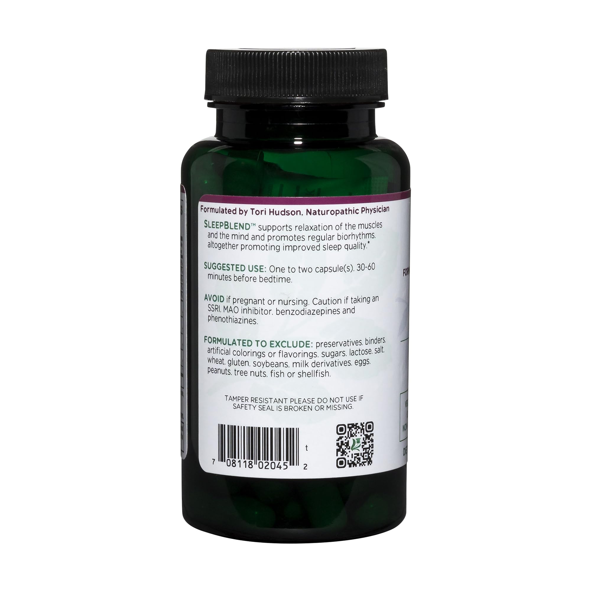 Sleepblend ingredients: melatonin, valerian root, passionflower and hops