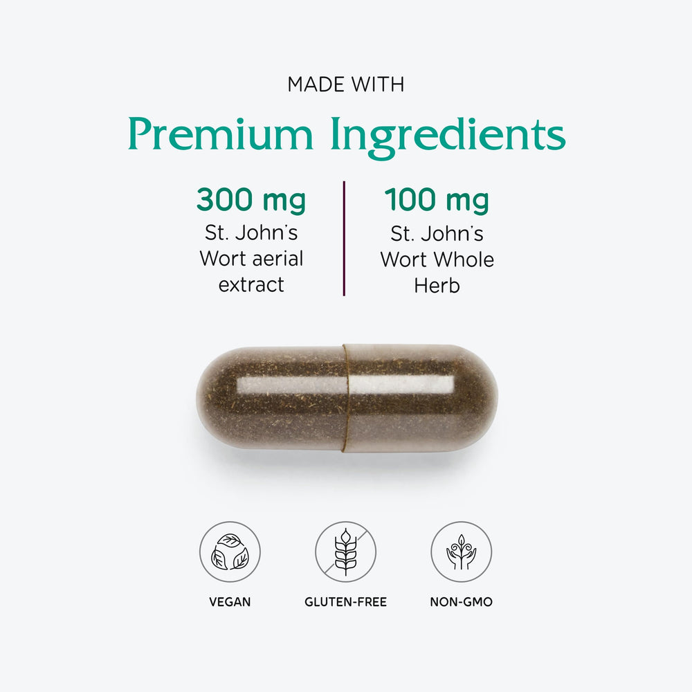 Close-up of St. John's Wort capsules showing capsules