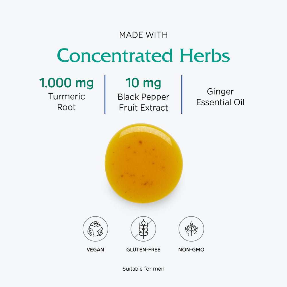 Turmeric root, black pepper, and ginger ingredients