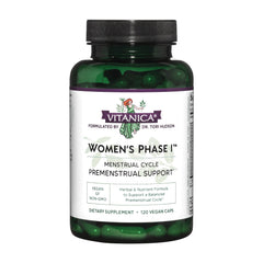 Vitanica Women's Phase I Premenstrual Support bottle – vegan, 120 capsules