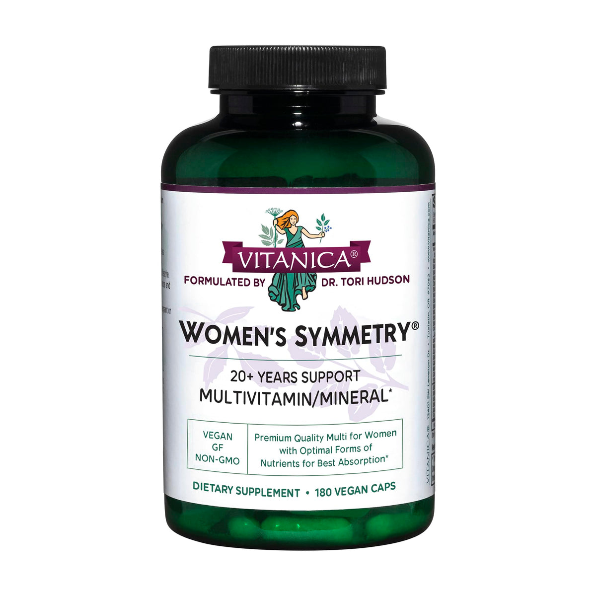 Vitanica Women's Symmetry High Potency Daily Multivitamin bottle label