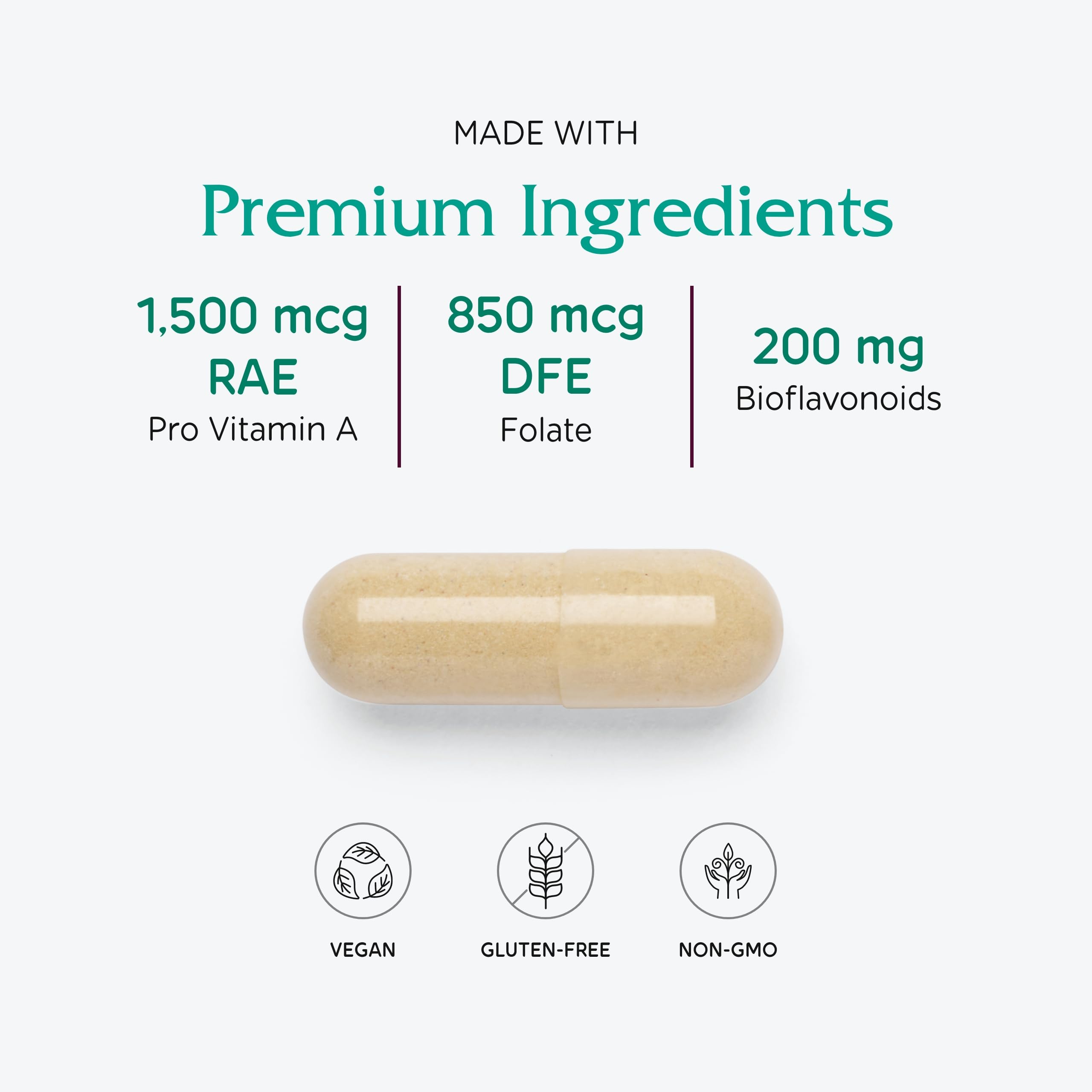 Non-GMO, hypoallergenic and preservative-free badge on packaging