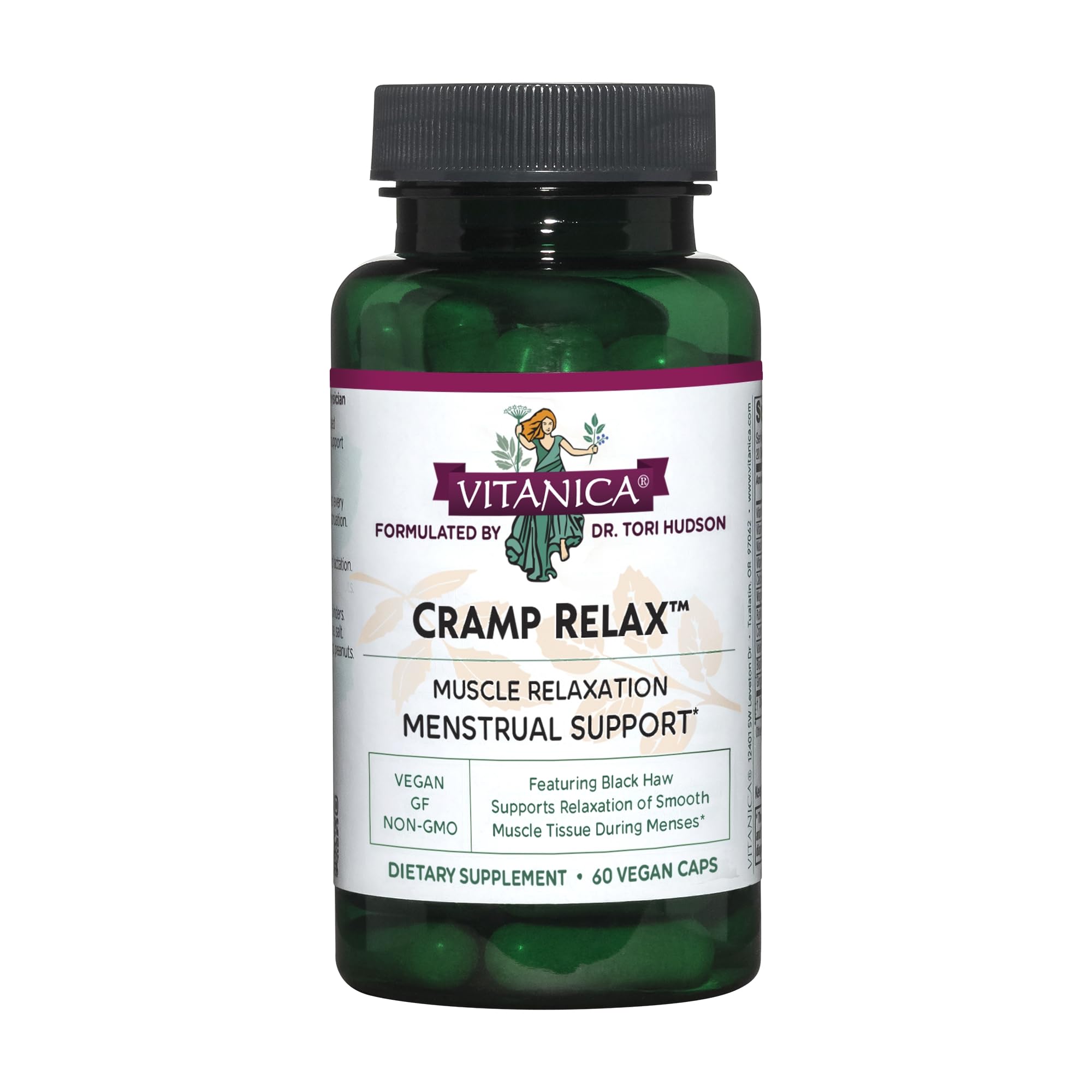Vitanica Cramp Relax vegan menstrual support bottle and packaging