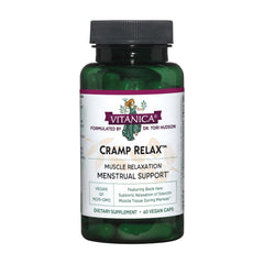 Vitanica Cramp Relax vegan menstrual support bottle and packaging