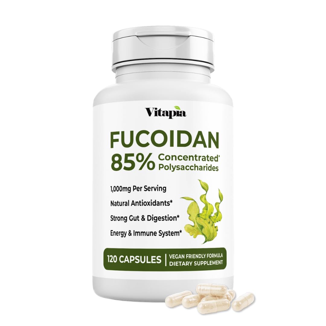 Vitapia Fucoidan 85 percent brown seaweed extract bottle with 120 veggie capsules