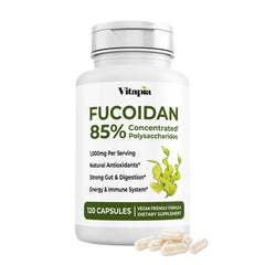 Vitapia Fucoidan 85 percent brown seaweed extract bottle with 120 veggie capsules