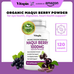 Vitapia Maqui Berry 1000mg bottle back label with nutrition facts