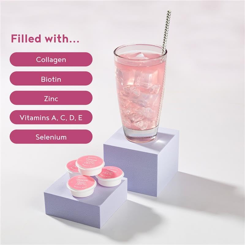 Close-up of collagen, biotin, and zinc ingredients