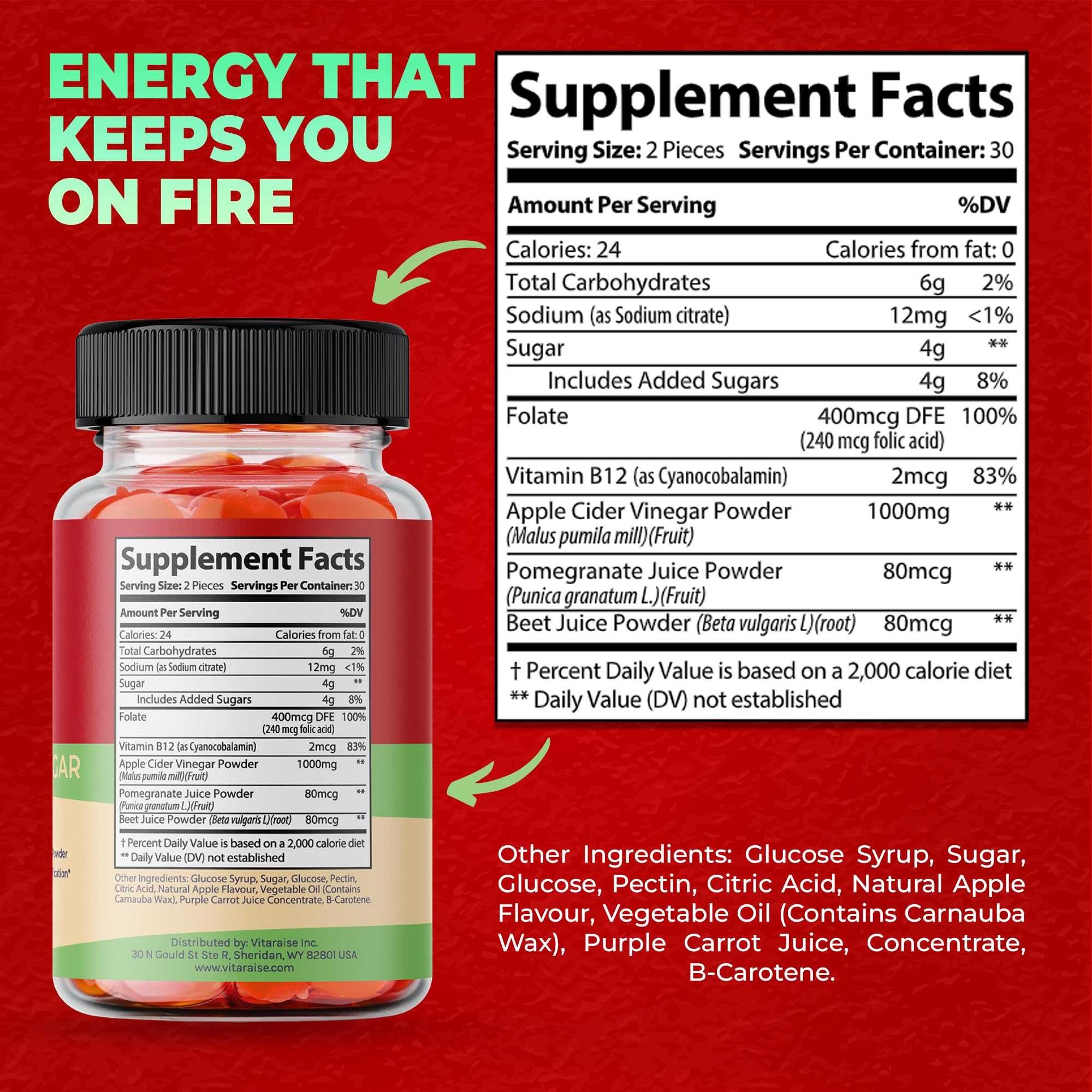 Vitaraise ACV gummies energy-focus use during morning routine for steady momentum.