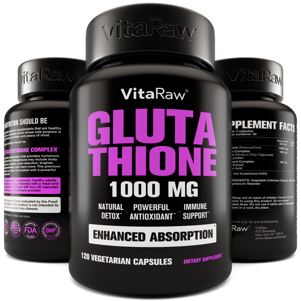 VitaRaw 1000mg Glutathione immune support bottle - hero image