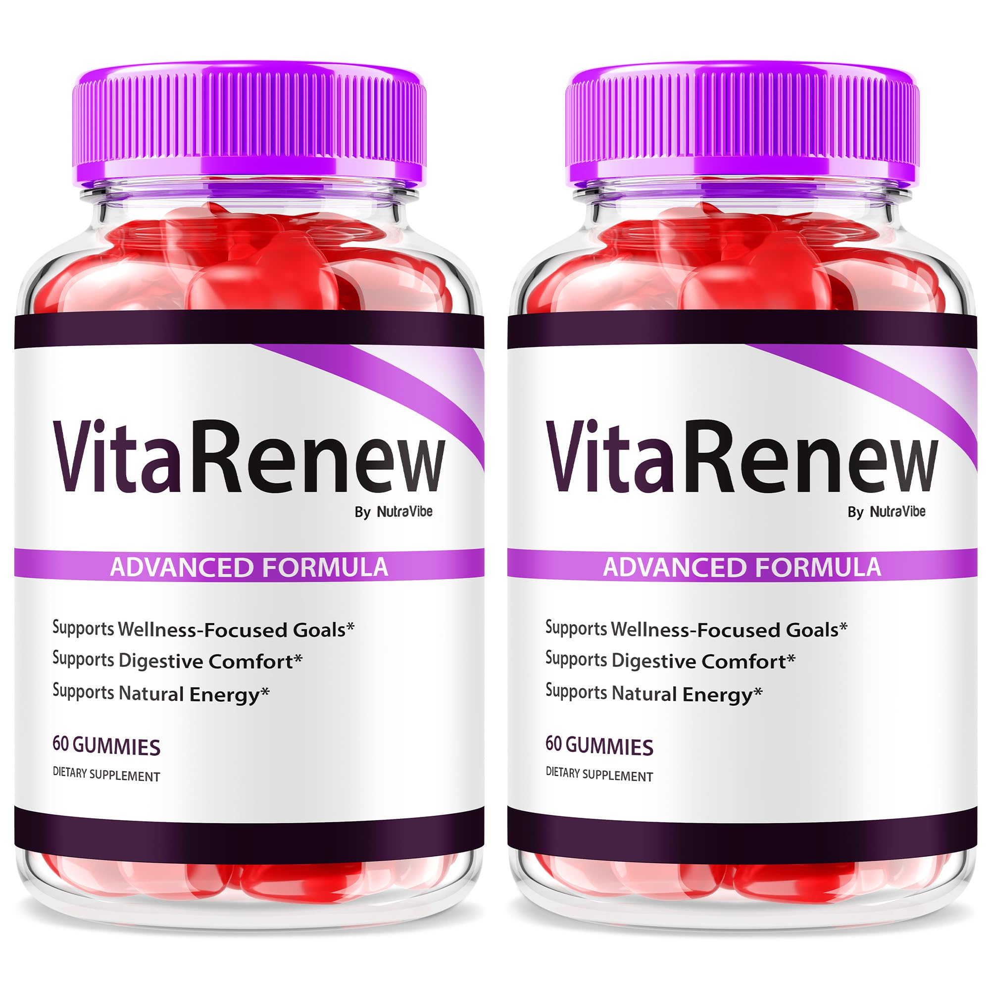 Two-pack VitaRenew Gummies bottle set on white background