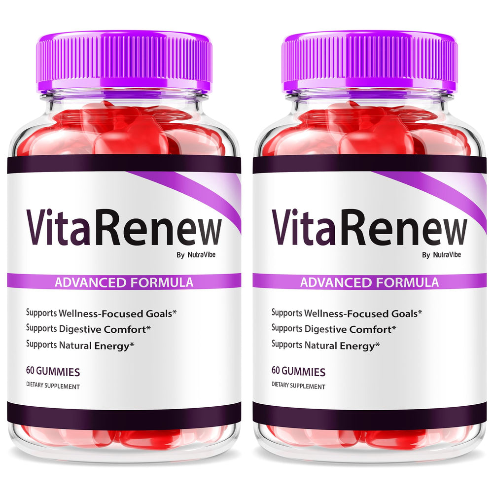 Two-pack VitaRenew Gummies bottle set on white background
