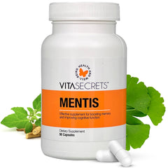 Vitasecrets Mentis bottle label showing memory and cognitive support