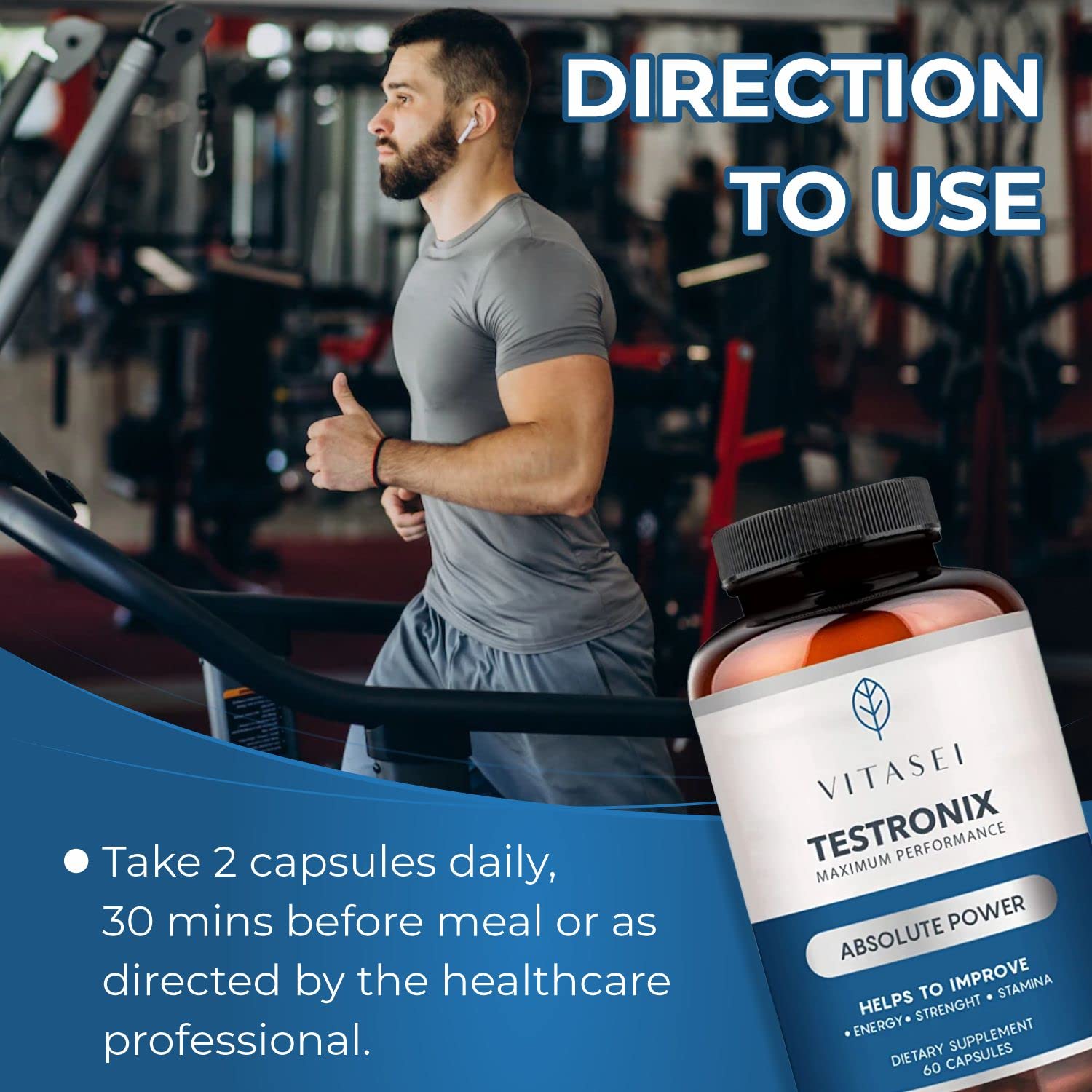 Front and back packaging of VITASEI Testronix