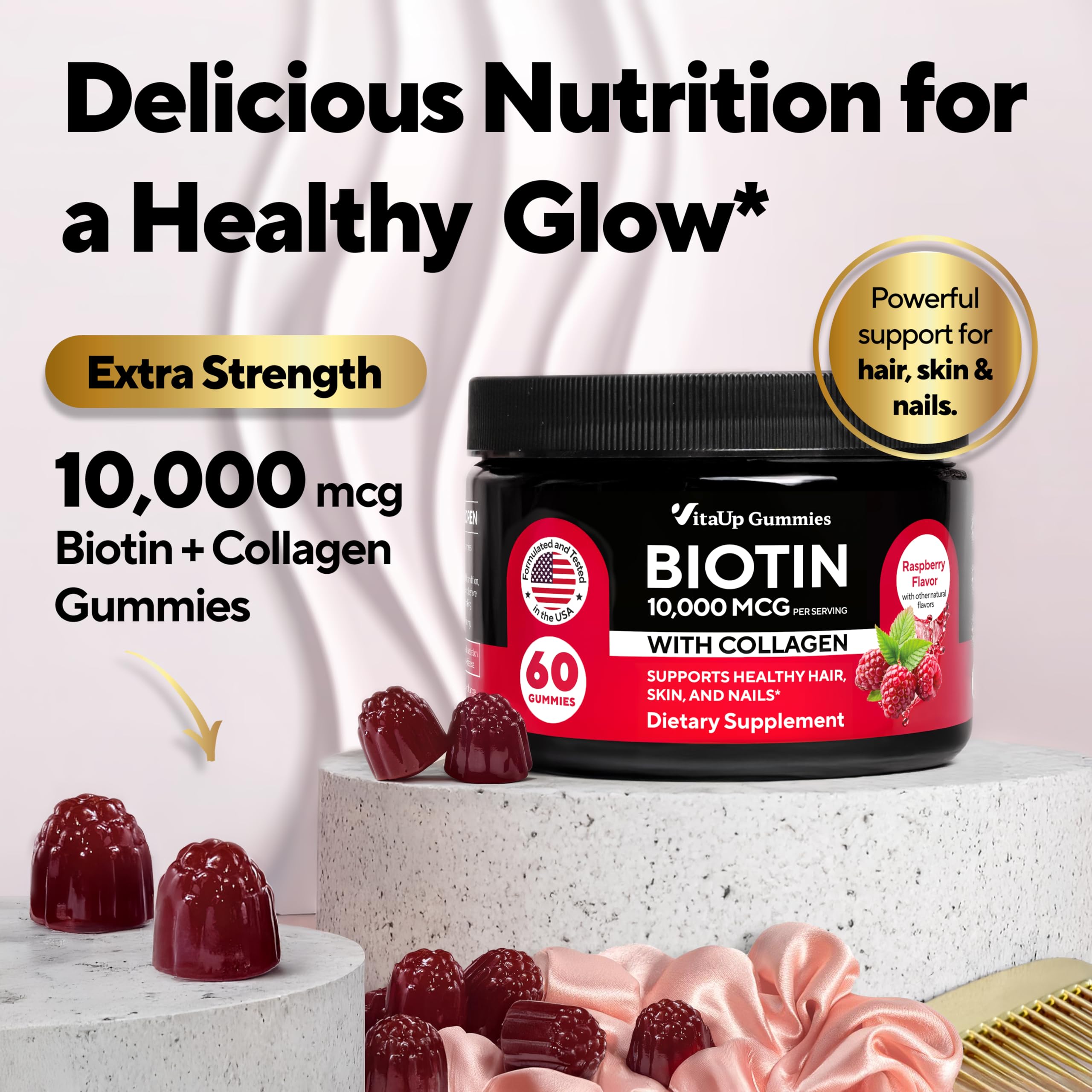Collagen-enriched VitaUp Biotin Gummies illustration