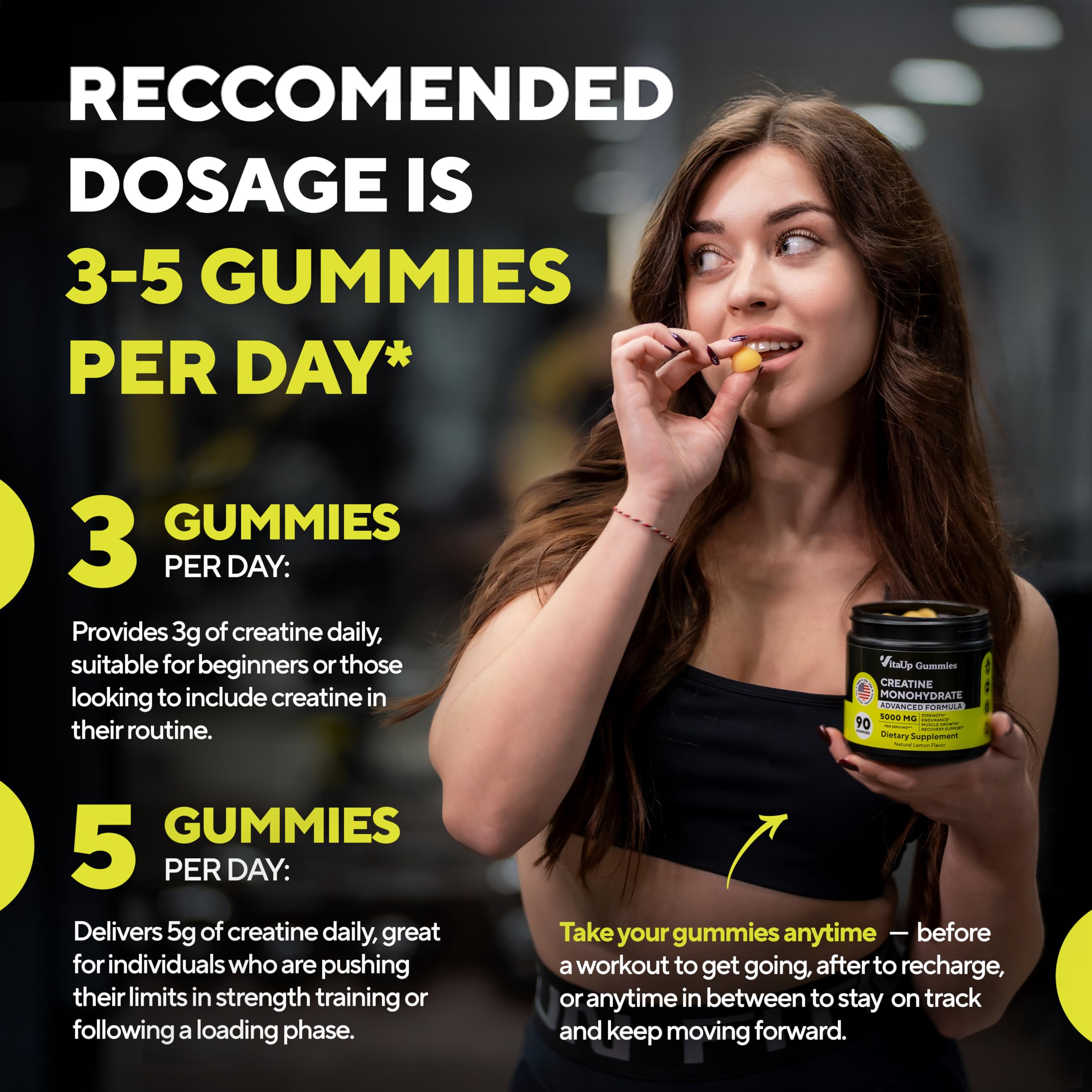 Serving size illustration for VitaUp Creatine Monohydrate Gummies