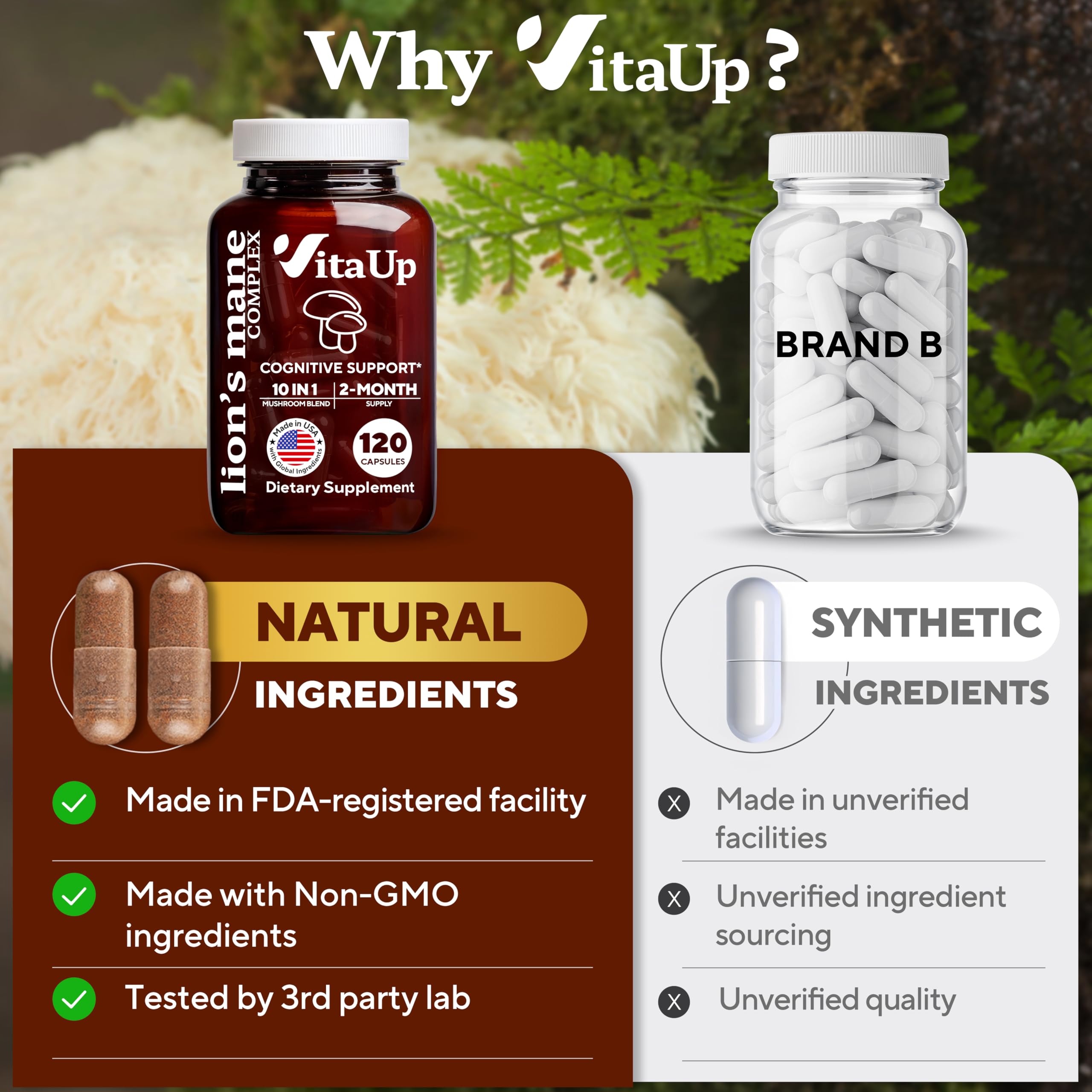 Third-party lab testing seal on VitaUp packaging