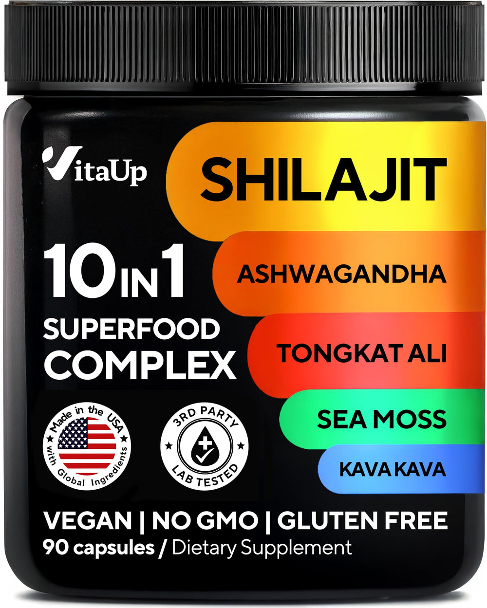 VitaUp Shilajit 10-in-1 bottle front view