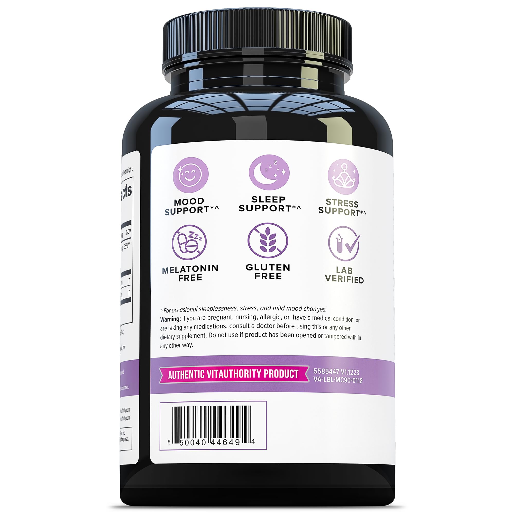 Opened bottle with capsules on a wooden surface