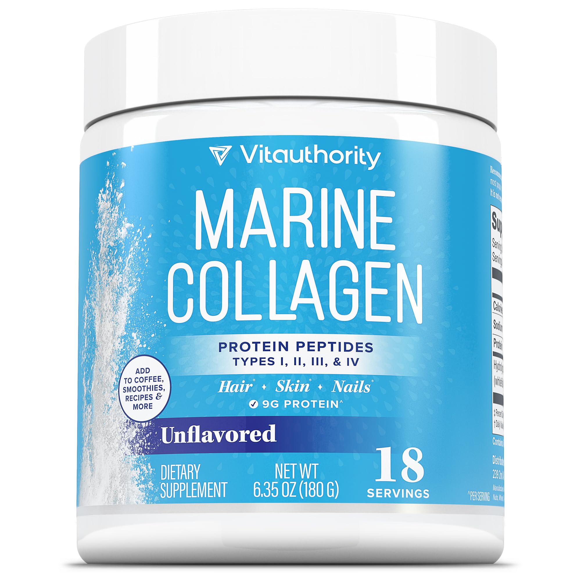 Vitauthority Marine Collagen Powder bottle on a clean surface