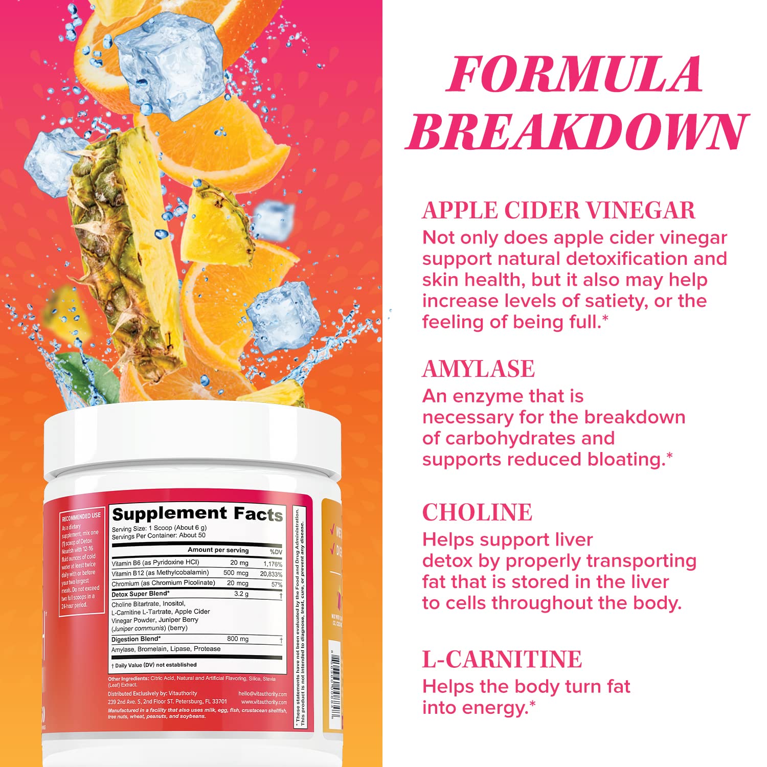 Packaging display of Vitauthority Nourishing Gut Cleanse emphasizing detox support.