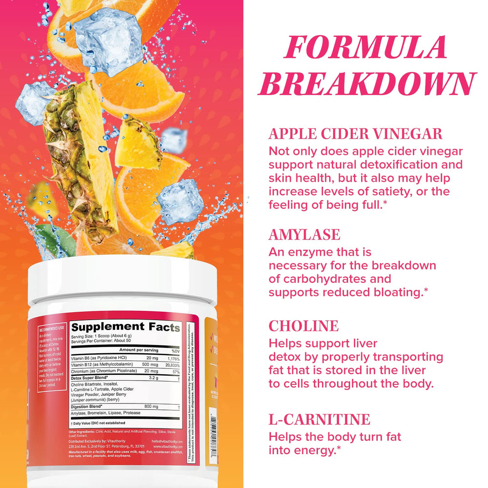 Packaging display of Vitauthority Nourishing Gut Cleanse emphasizing detox support.