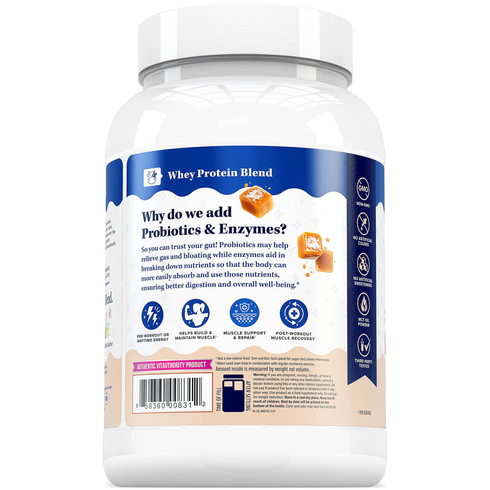 Vitauthority Whey Protein Women probiotics enzymes icon implies improved digestion and absorption.