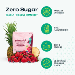 Illustration of vitamin C, elderberry and zinc ingredients