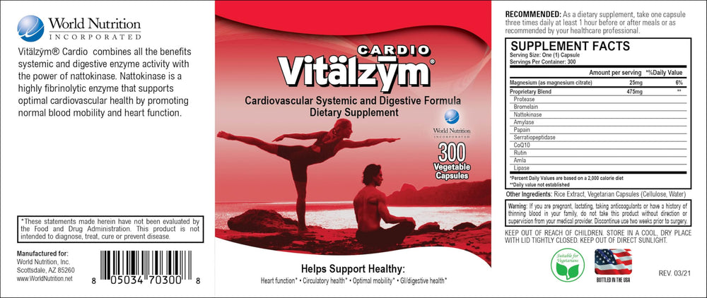 Label highlighting serrapeptase, nattokinase and CoQ10