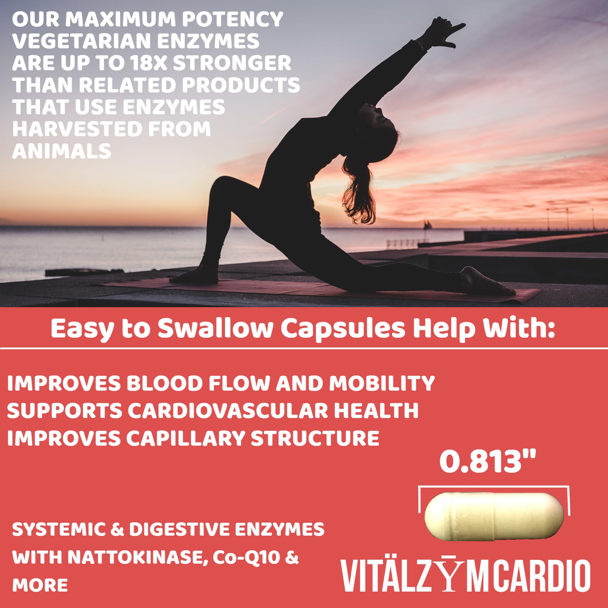 300-capsule bottle of VITÄLZYM Cardio Proteolytic Systemic Enzymes