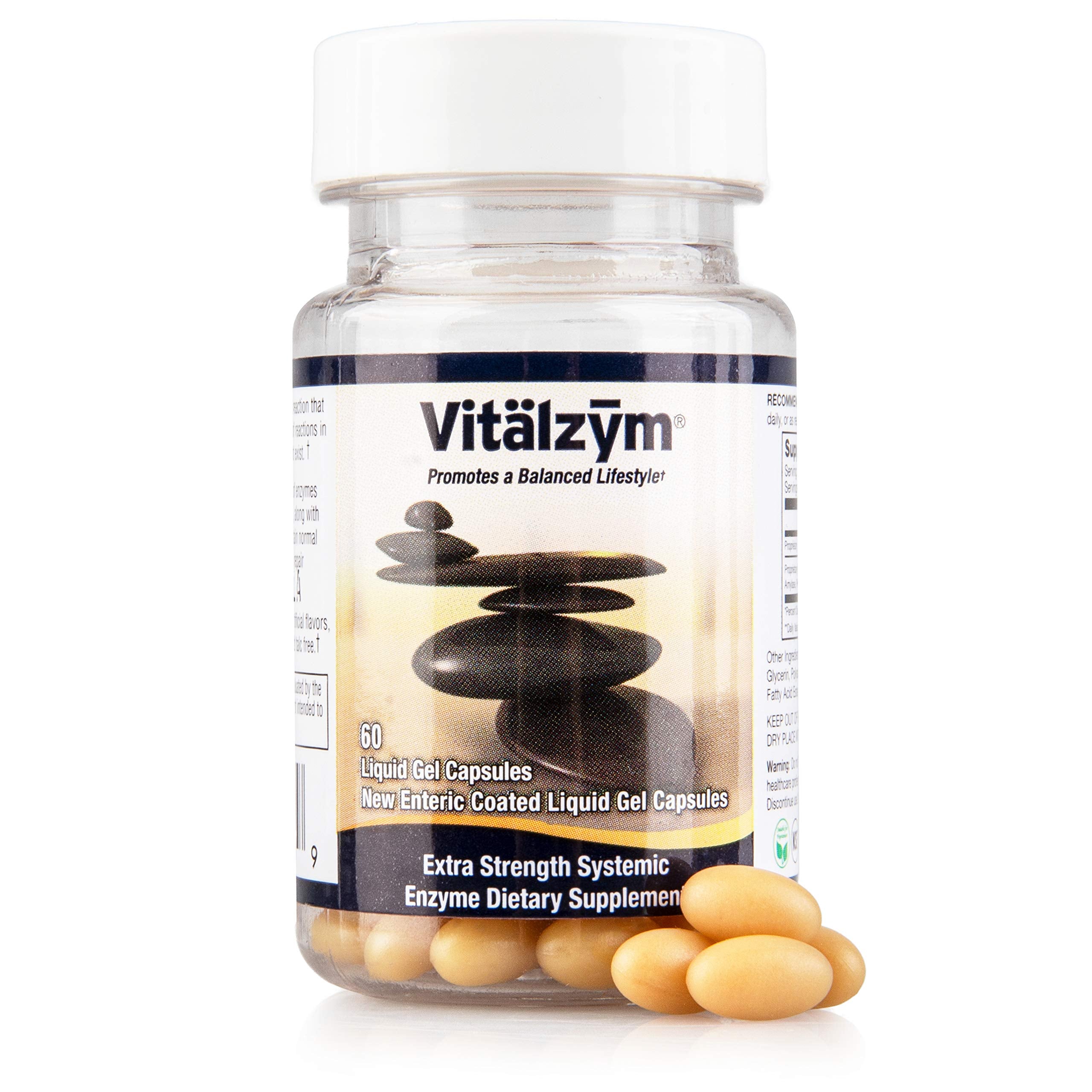 VITÄLZYM proteolytic systemic enzyme liquid gel capsules bottle with label
