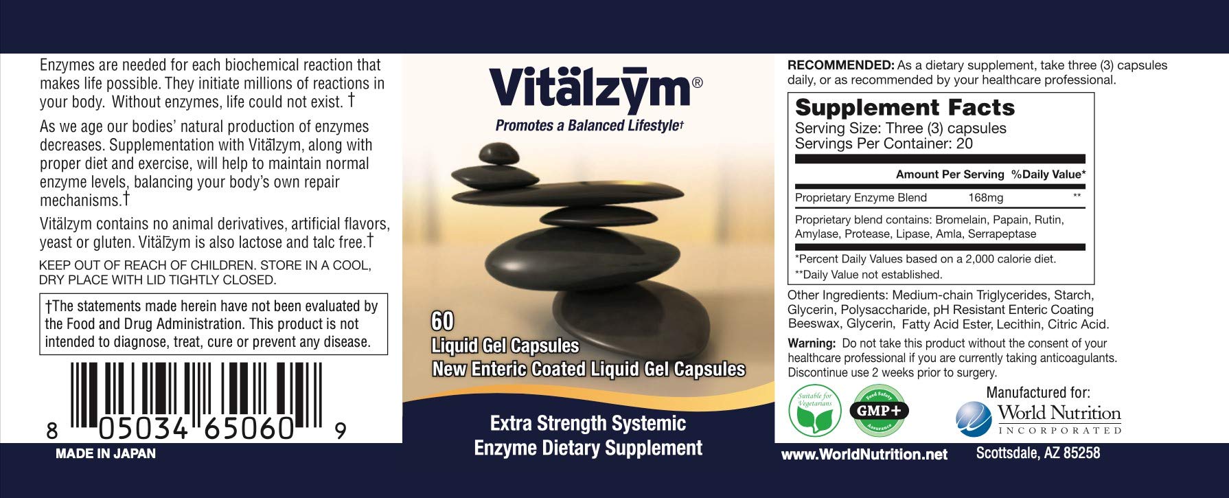 Close-up of Vitalzym extra strength softgel capsules
