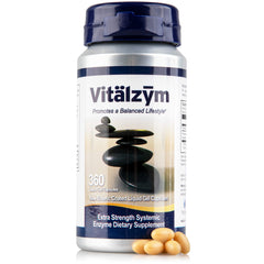 Bottle of VITÄLZYM serrapeptase liquid gel capsules