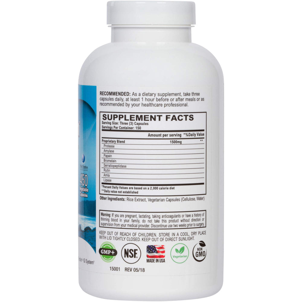 Vegetarian digestive enzyme blend including protease amylase lipase for VITÄLZYM 450 capsules