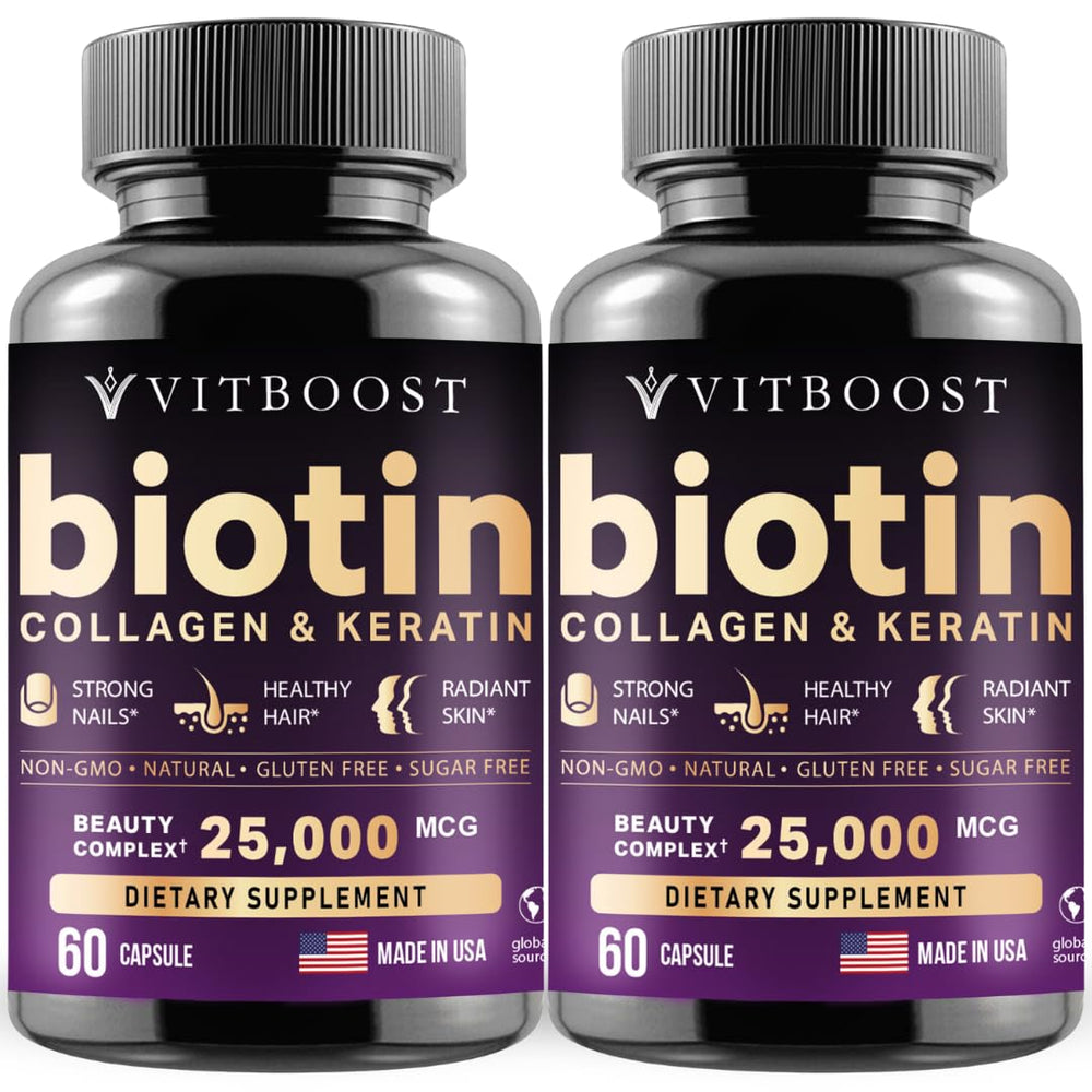 Vitboost Biotin bottle with 120 capsules — USA made