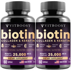 Vitboost Biotin bottle with 120 capsules — USA made