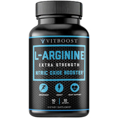 VitBoost bottle front view showing Extra Strength L Arginine 1500mg