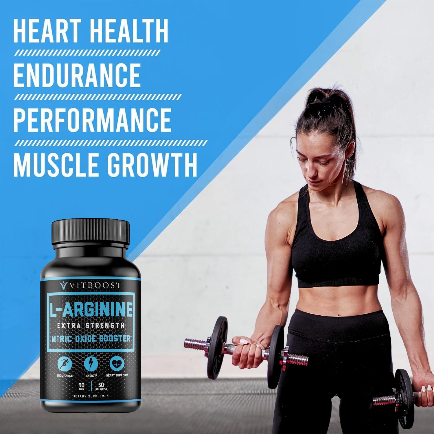 VitBoost bottle label with 1500mg L-Arginine