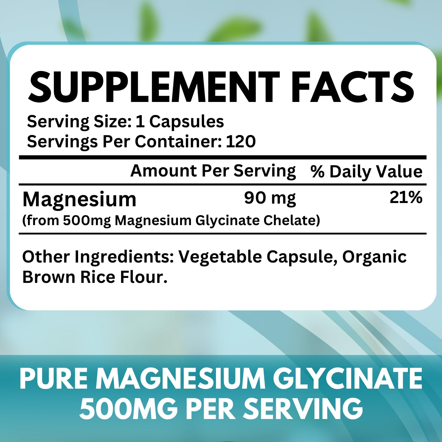 Ingredients: magnesium glycinate chelate in VitBoost formula