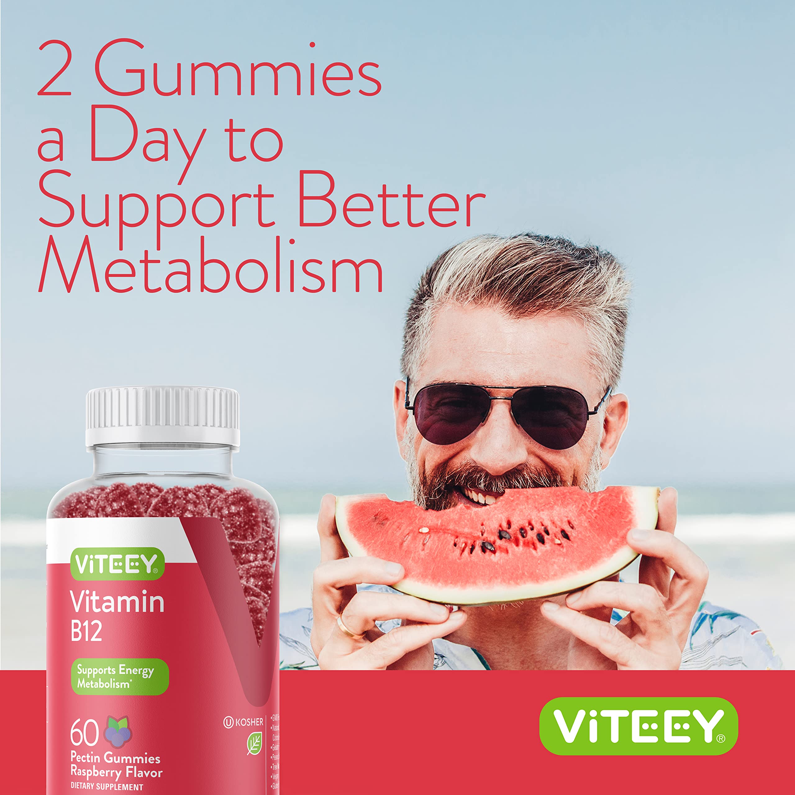 Viteey Vitamin B12 Gummies packaging and bottle