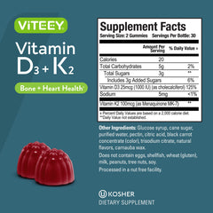 Dosage chart for VITEEY D3 K2 gummies