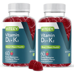 Front view of VITEEY D3 K2 strawberry gummies