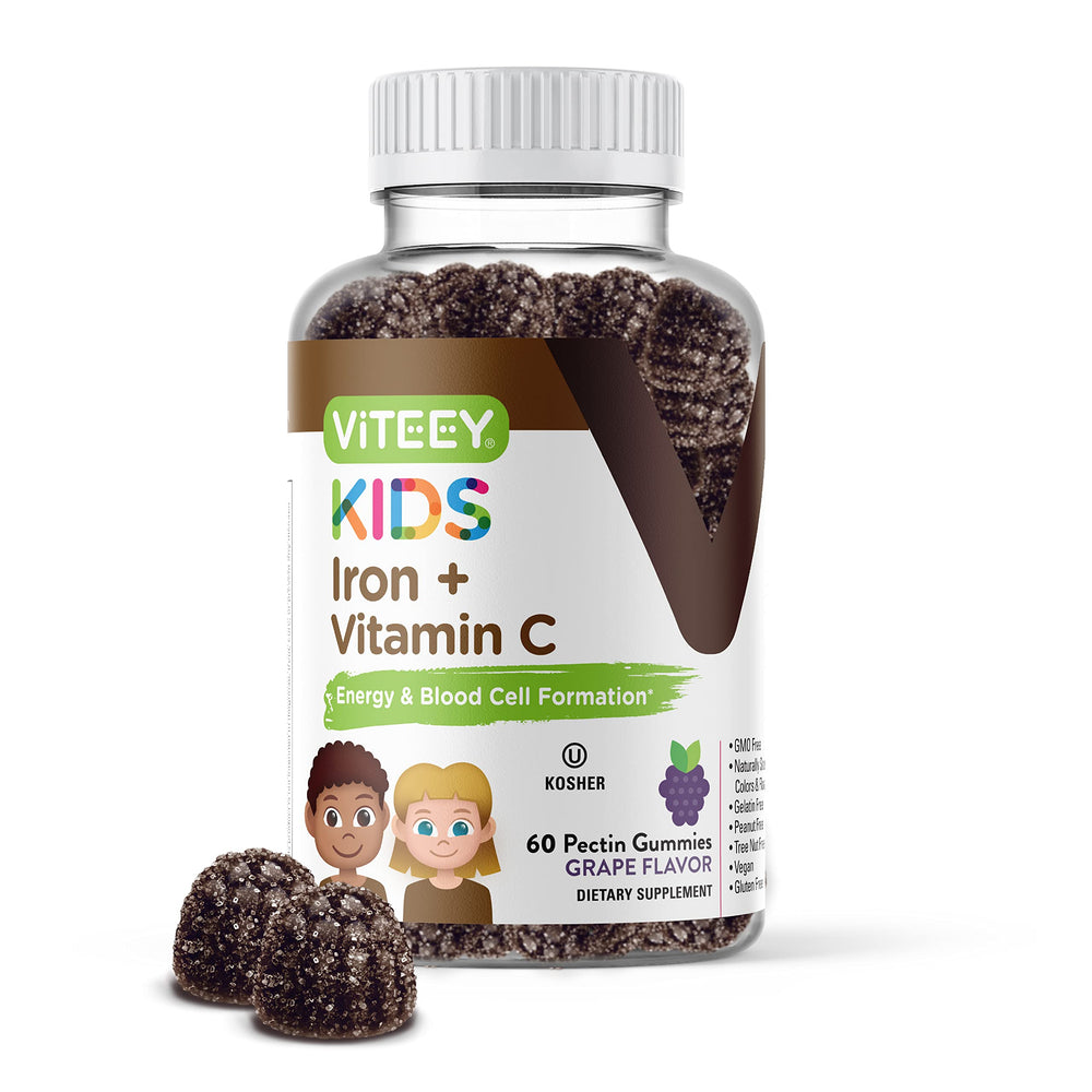 Viteey Iron Gummies for Kids grape-flavored bottle